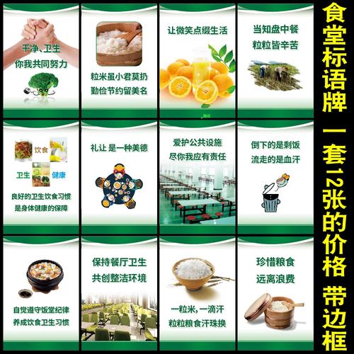工厂饭堂标语牌 食堂文化挂图 学校餐厅礼仪宣传挂画 墙贴海报kt