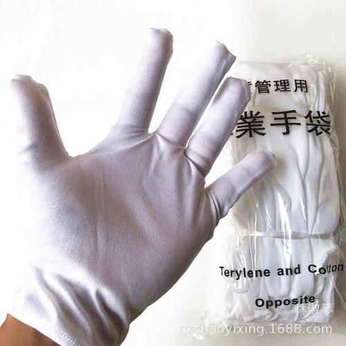 厂家直销白色纯棉劳保作业手套升旗骑行礼仪野外出行舒适保护双手